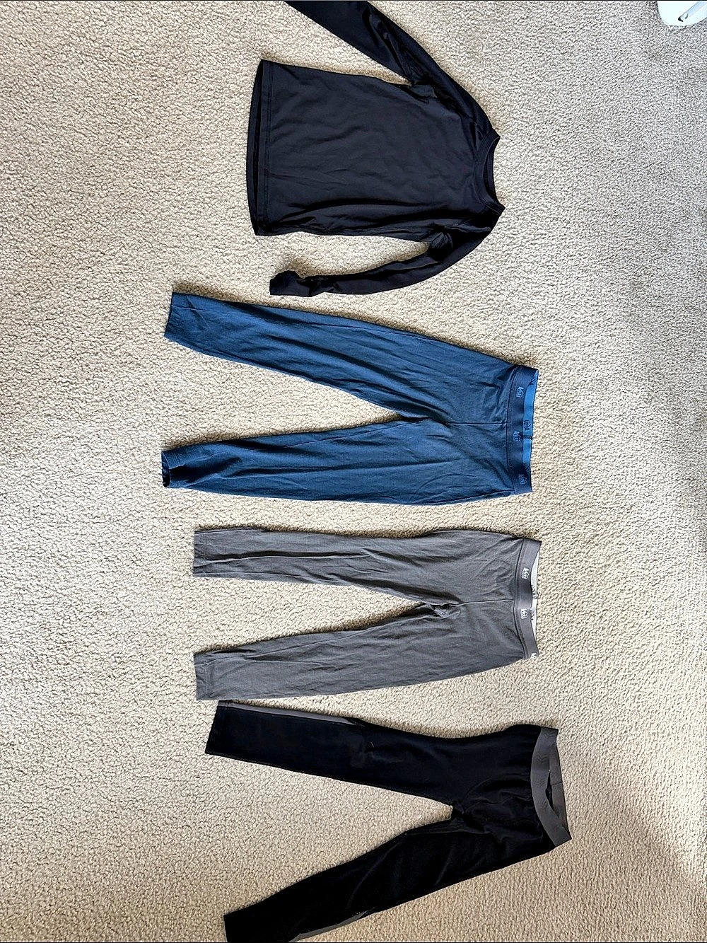 REI Merino Wool Leggings 4-Piece Set in Blue & Gray Size Small and XS boys